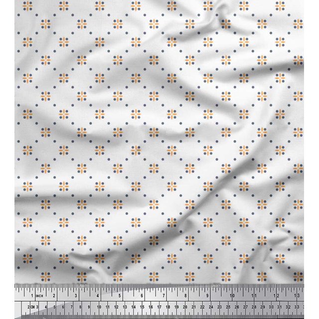 Soimoi Rayon Fabric Dot & Floral Small Print Fabric by The Yard 56 Inch Wide