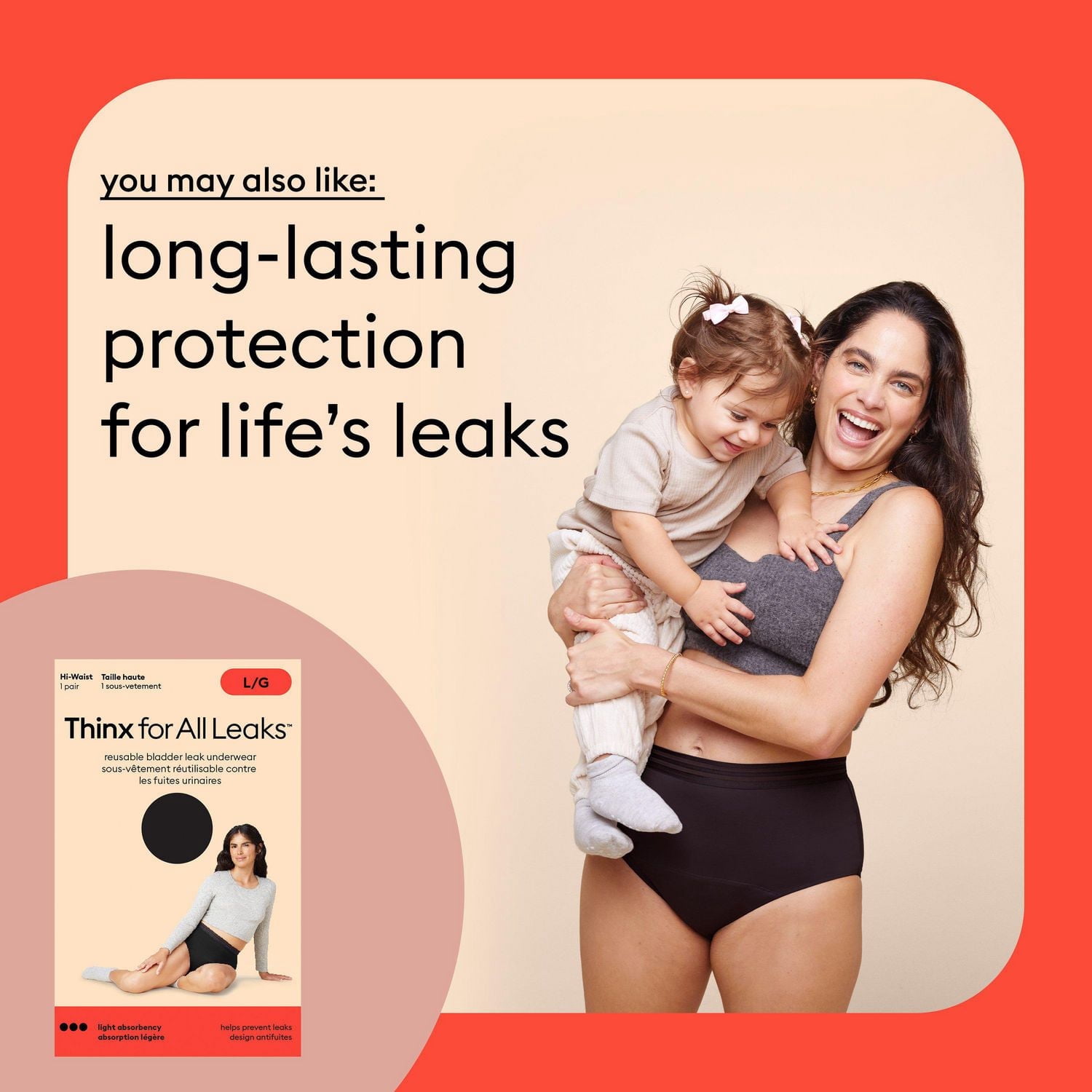Culotte confortable pour tous les jours Thinx for All Women, sous-vêtement pour les règles contre les fuites, taille très grande, noir