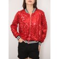 thumbnail image 4 of Womens Sequin Long Sleeve Front Zip Jacket with Ribbed Cuffs, 4 of 5