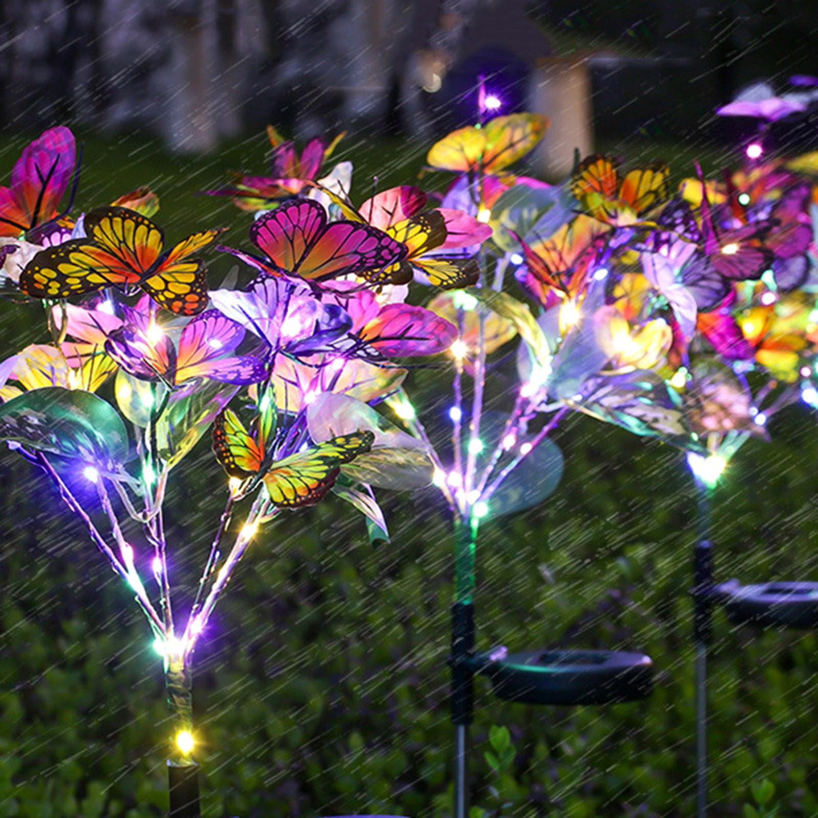 Fufafayo Solar Garden Lights 2 Pack, Butterfly Outdoor Solar Lights Waterproof, Decorative Garden Lights for Yard Patio Pathway, Solar Powered Landscape Lighting for Lawn Garden Decor