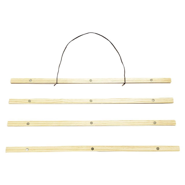 Decodeary 21CM-61CM DIY Magnetic Wooden Photo Hanger Poster Scroll Print Picture Frame Beige 51cm 1Set