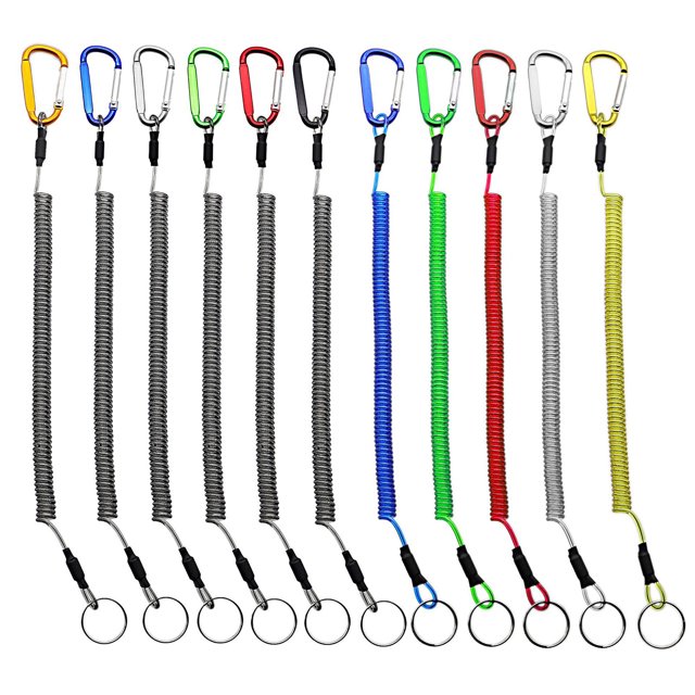 Corde Anti-Perte Rétractable avec Porte-Clés Mousqueton, Pinces de Pêche à Ressort en Spirale Anti-Perte, Accessoires de Plein Air. un Ensemble de Cordes Anti-Perte à Ressort en Spirale de Diverses Couleurs, Dotées Chacune d'Un Mousqueton et d'Un Porte-Clés pour Fixer des Outils Ou des Articles. Faites de TPU durable et d'Acier, Ces Cordes Sont Flexibles, Résistantes à l'Usure, et Offertes en Longueurs Rétractables de 1 m et 2 M. Convenant aux Activités de Plein Air comme la Pêche, l'Escalade et la Plongée