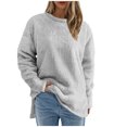 thumbnail image 1 of Pisexur Chandail en Molleton Douillet pour Femmes à Manches Longues Col Rond Mode Couleur Unie Automne chandail Décontracté Ourlet Fendu, 1 of 4