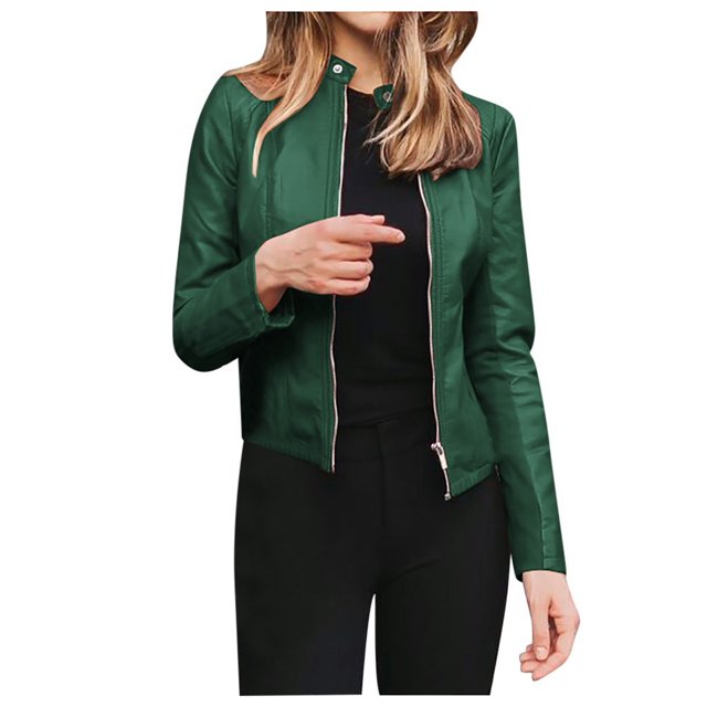 CEHVOM Veste Moteur à Revers pour Femmes, Veste Courte Punk à Fermeture Éclair, Liquidation