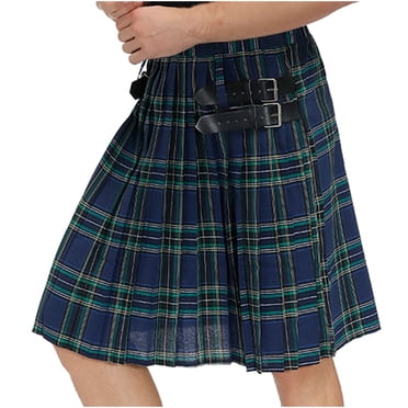 TopLLC Mens Shorts, Mens Skirt Men Casual Fashion Lattice Pattern Pocket Cool Festival Pleated Skirt