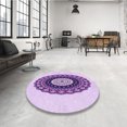 thumbnail image 4 of Ahgly Company Tapis d'Intérieur Ronds Lavables à la Machine, Style Transitionnel, Fleur Violette Violette, Tapis de Zone, 6 Pieds Rond, 4 of 7
