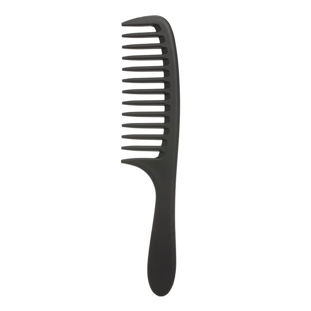 Wide Tooth Comb Detangling Hair Wide Comb Round Hair Comb Carbon Antistatic Comb in black. Made of high-grade ABS material, this comb features wide, rounded teeth designed to detangle hair without causing breakage or scalp damage. It is antistatic, durable, and suitable for all hair types and styles. The comb measures 22 cm in length and weighs 33g.