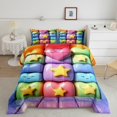 thumbnail image 2 of Erosebridal 3D Stars Bedding Sets King with Comforter, Cute Rainbow Buffalo Duvet Insert, Princess Room Decor, Reversible 3pcs, 2 of 8