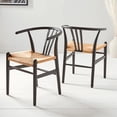 thumbnail image 1 of Heavenly Collection | Wishbone Wood Dining Chair Set of 2 for Kitchen or Dining Room - Noir, 1 of 9