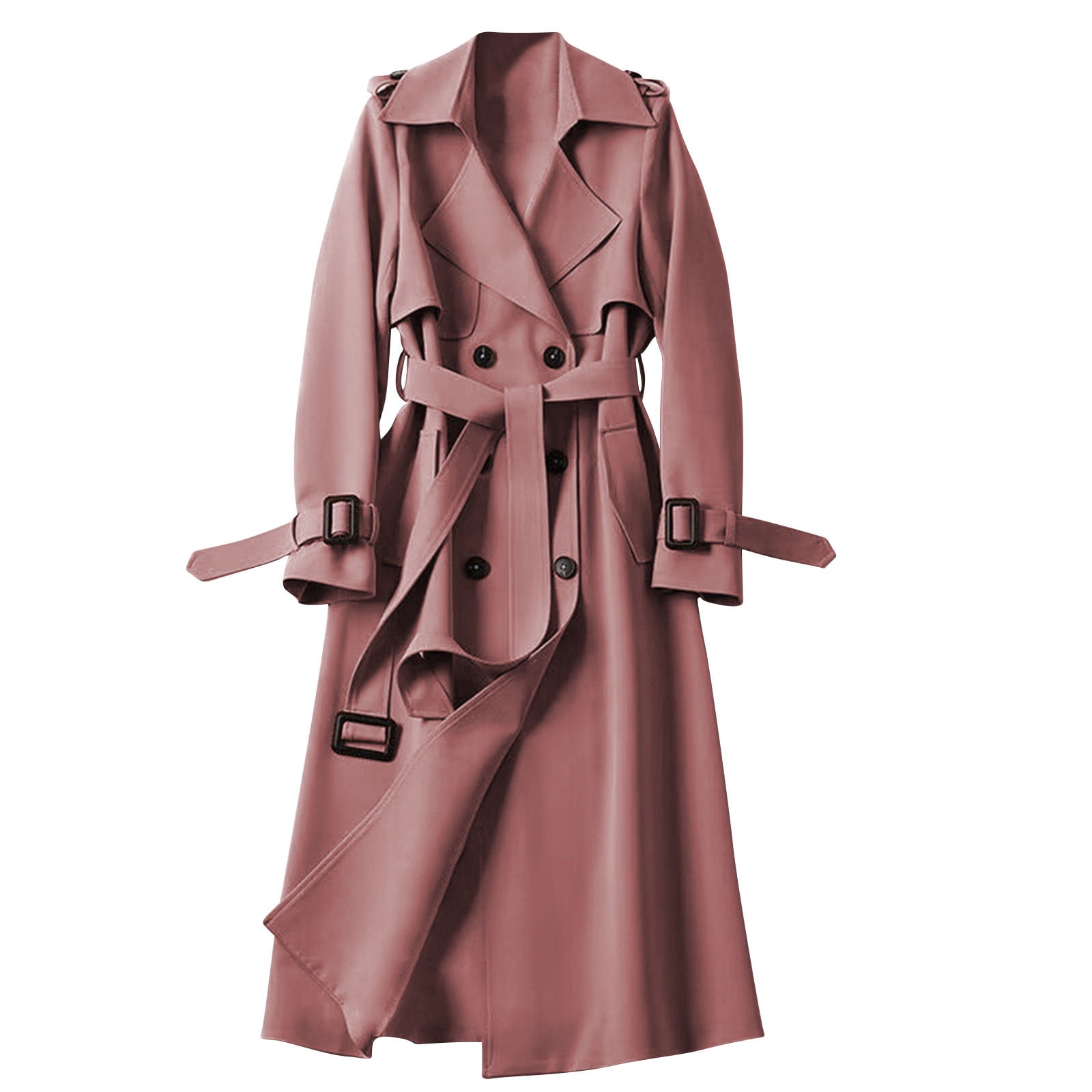 Soki Women's Long Double-Breasted Trench Coat Fall Winter Jacket with Belt