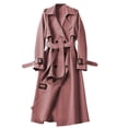 thumbnail image 1 of Soki Women's Long Double-Breasted Trench Coat Fall Winter Jacket with Belt, 1 of 5