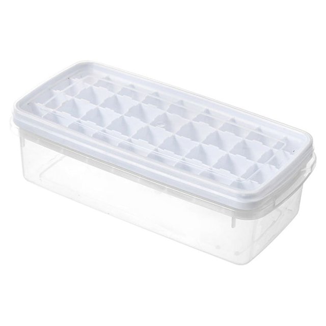 ruzhgo Ice Cube Tray Mold with Lid Reusable Rectangle Cubes Cream Maker Trays Removable Washable Freezer DIY Molds Kitchen Bar Light Green White