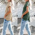 thumbnail image 4 of Casual Style Loose Short-sleeved Pockets Stitching Solid Color T-shirt Simple Natural Fashion Ladies Set Short Sleeves, 4 of 5