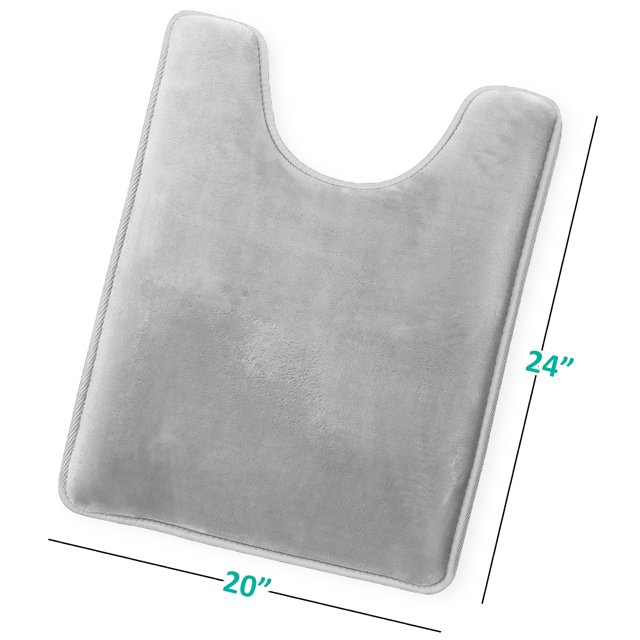 1 Contour Clara Clark Bath Mat Bathroom Rug - Absorbent Memory Foam Bath Rugs - Non-Slip, Thick, Cozy Velvet Feel Microfiber Bathrug, Plush Shower, Toilet-Floor Bathmats Carpet - Silver - 24"x19"