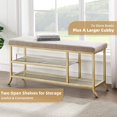thumbnail image 4 of Banc d'Entrée à 2 Niveaux - Banc de Rangement Moderne pour Chaussures avec Coussin, Supporte jusqu'à 330 Lb, Or Élégant, 4 of 7