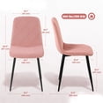 thumbnail image 3 of HOMCOM Dining Chairs Set of 4, Kitchen Chair with Metal Legs, Pink, 3 of 8