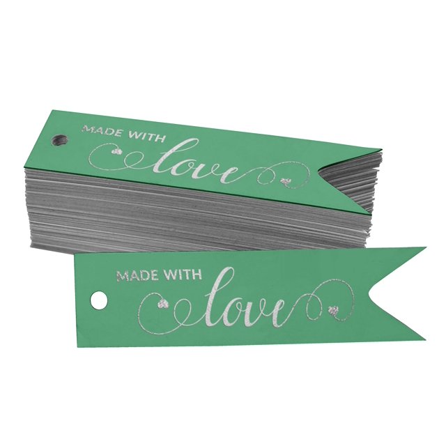 Inkdotpot Real Silver Foil Made With Love Text Tags Favor Hang Paper Tags 100 Pieces