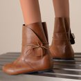 thumbnail image 4 of IUJSOY Bottines à Bout Rond pour Femmes à Lacets Mollet Grand Plates Bottillons Bottes Western de Moto, 4 of 7