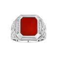thumbnail image 1 of RYLOS Men's Rings 14K White Gold Ring With Diamonds and RED QUARTZ Set in Designer Nugget Style Rings For Men Size 10, 1 of 8