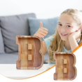 thumbnail image 2 of Wooden English Letter Savings Can with Transparent Glass Front for Coin Storage, 2 of 6