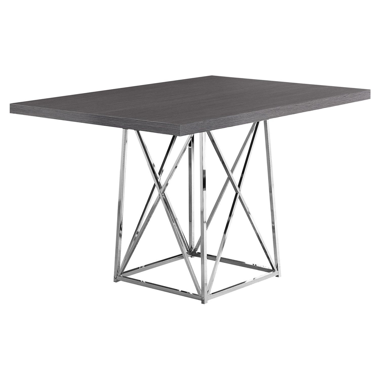 Monarch Specialties Table A Manger, 48" Rectangulaire, Petit, Cuisine, Salle À Manger, Métal, Stratifié, Gris, Chrome, Contemporain, Moderne