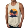 thumbnail image 3 of Sentmoon Débardeur Musculaire pour Homme Été Sans Manches Col Rond Vêtements pour Homme Imprimé Feuilles de Palmier Coupe Décontractée Ample Chandails de Basketball et de Gym pour Homme Vacances pour Courir par Temps Chaud Beige G, 3 of 6