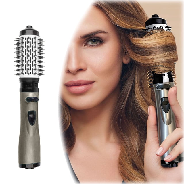 3in1 Hot Air Styler Rotating Hair Dryer Brush Frizz Technology Straightening Drying Curling 3 Heat Settings 360° Rotation Interchangeable Brushes