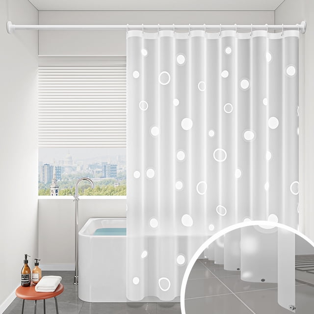 Sentmoon Rideau de Douche Blanc le Rideau de Douche en Matériau EVA A du Poids au Bas le Rideau de Douche Est Imperméable et Ne Nécessite Pas de Perçage Il Est Équipé de Crochets Blanc