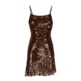 thumbnail image 4 of Tumotour Robes d'Invité de Mariage pour Femmes Été Camisole Formelle Longueur Genou Paillettes Robes Brillantes Bretelles Spaghetti Col Rond Robes de Fête Mini Robe pour Sortir Boîte de Nuit Rendez-Vous Festivals, 4 of 4