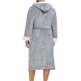 thumbnail image 4 of Penkiiy Mens Hooded Robe Plush Fleece, Soft Fluffy House Coat Lounge Robe Full Length Bathrobes with Pockets S Gray, 4 of 4