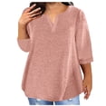 thumbnail image 1 of AherBiu Plus Size T Shirts for Women V Neck Loose Comfy Basic Tees Summer Workout Oversized Tshirt Tops, 1 of 6