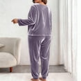 thumbnail image 5 of Ounisa Women Plus Size Pajama Set, Long Sleeve Button-Down Soft Comfy Two-Piece Sleepwear Lounge Set, 5 of 5