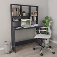 thumbnail image 1 of vidaXL Desk with Shelf High Gloss Grey 110x45x157 cm Engineered Wood, 1 of 5