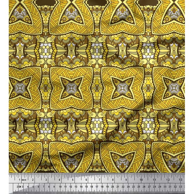 Soimoi Moss Georgette Fabric Floral Decorative Print Sewing Fabric Yard 42 Inch Wide