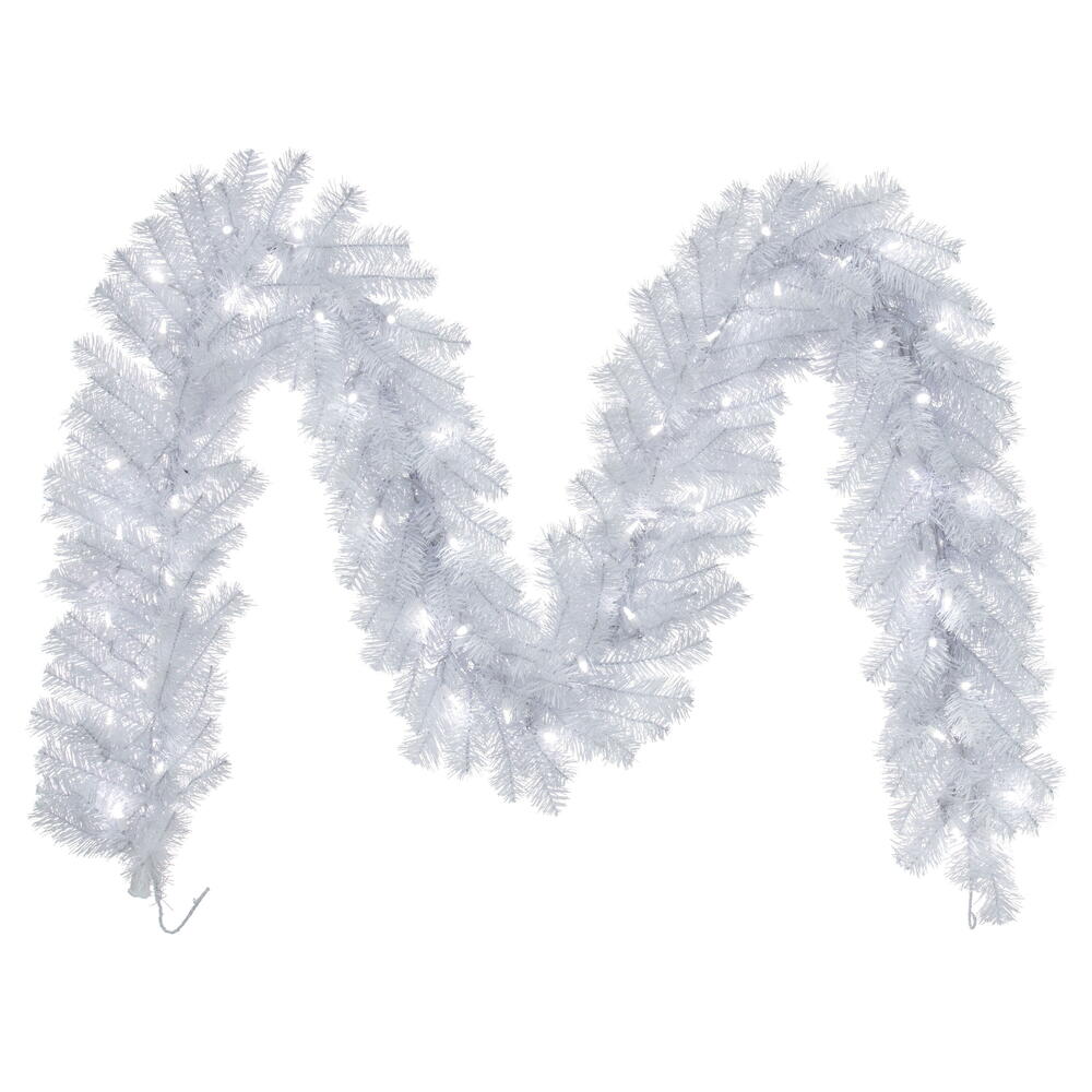 Vickerman Crystal White Spruce Artificial 9" Pre Lit Christmas Garland