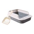 thumbnail image 2 of Bac à Litière pour Chat Robuste Semi-Fermé Bac à Sable pour Chat Anti-Éclaboussures Blanc et Gris, 2 of 9