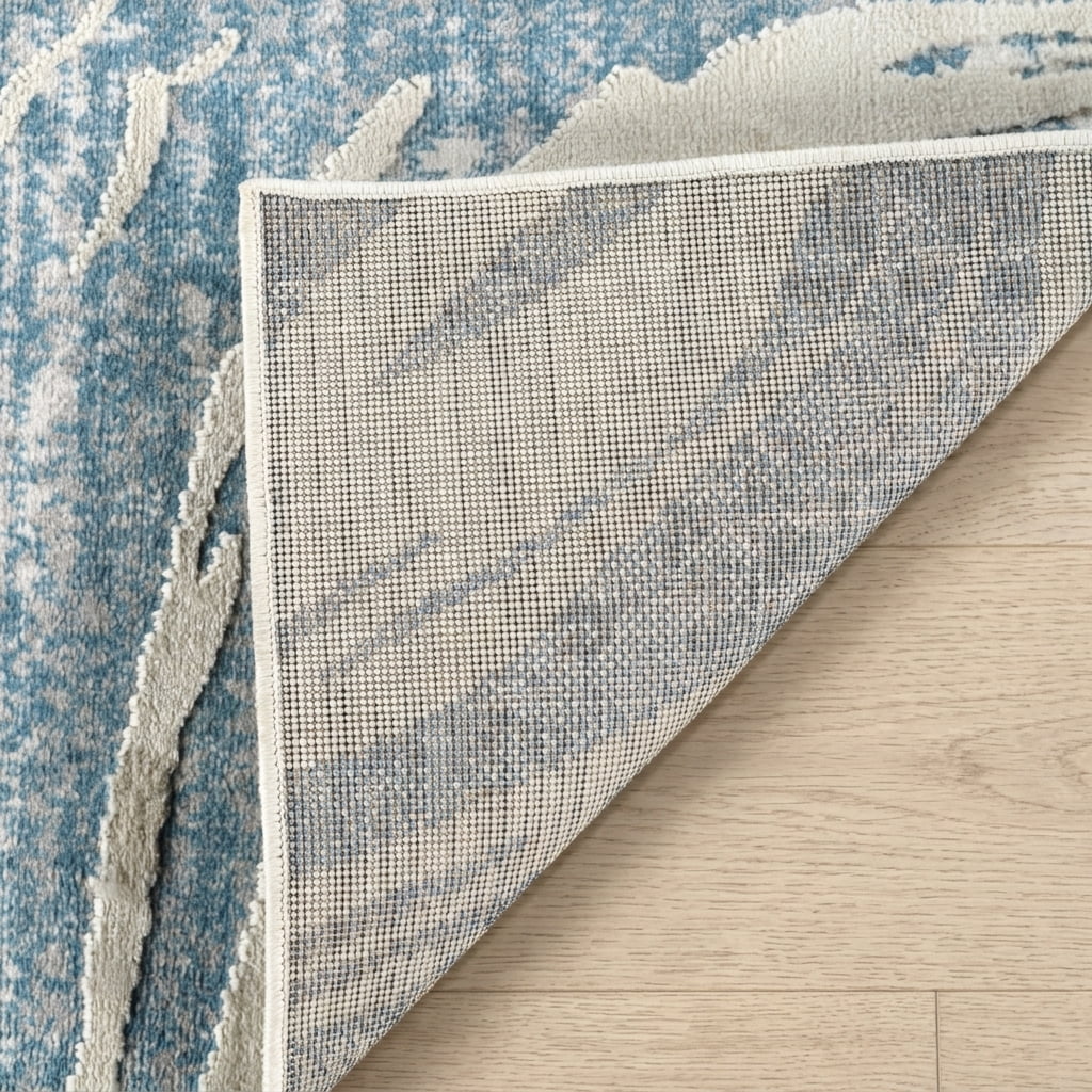 Rug Branch Nomad Abstract Indoor Area Rug, Blue Beige, Coastal - Living Room, Bedroom, Dining Room, and Kitchen