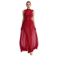 thumbnail image 2 of RUNQHUI Robe de Danse Lyrique Longue pour Femmes, Superposition Torsadée, Danse Moderne Contemporaine, Bourgogne G, 2 of 7