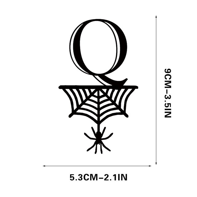Spider Halloween Decoration Hang Tag Set with 26 Iron Letters 5.3 cm x 9 cm, Black Rope Included