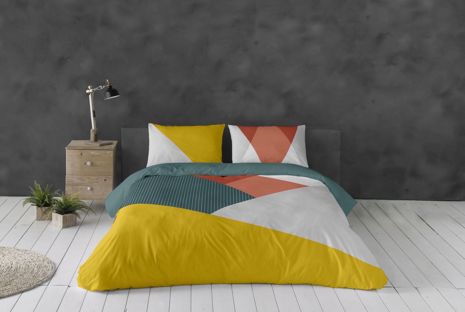 Ensemble de housse de couette 3 pièces Albers de Gouchee Home – Literie Géométrique moderne en percale de coton, réversible et certifiée OEKO-TEX®