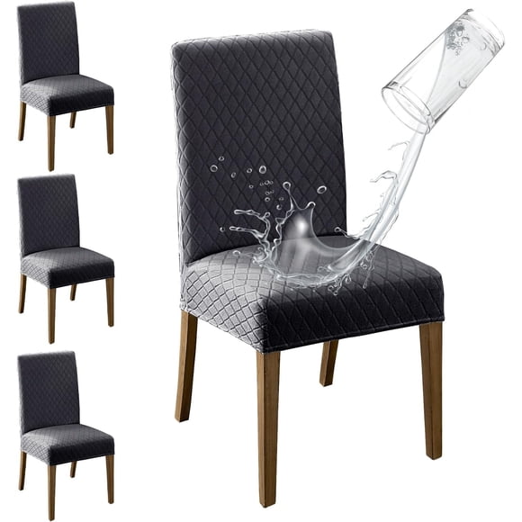 4-Pack Chair Covers,Waterproof Dining Room,Stretch Fit Chairs Slipcovers,Removable Washable Chair Seat Protectors for Home, Kitchen, Banquet(Beige)