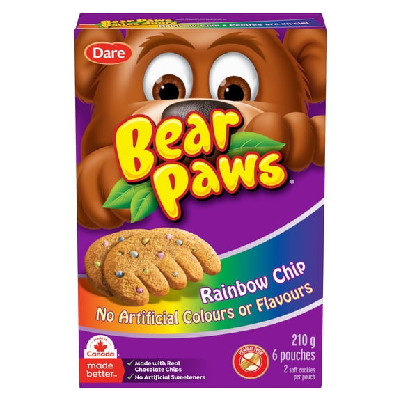 Biscuits moelleux Pattes d’ours Pépites arc-en-ciel, 210g (6 sachets)