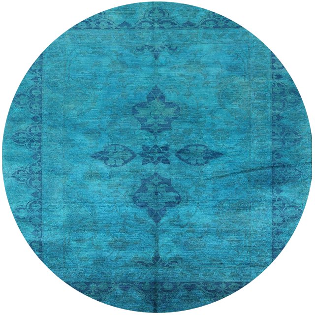 Ahgly Tapis d'Intérieur Lavable en Machine Rond Industriel Moderne Bleu Ciel Profond, 3 Pieds Rond