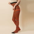 thumbnail image 4 of TIEVOSA Women's Halloween Shaping Sheer Tights with Contrasting Striped Pattern（Orange）, 4 of 4