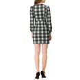 thumbnail image 3 of INSPIRE CHIC Robe Mini à Carreaux à Encolure Carrée Manches Longues Bouffantes Taille Haute pour Femmes P Noir, 3 of 5
