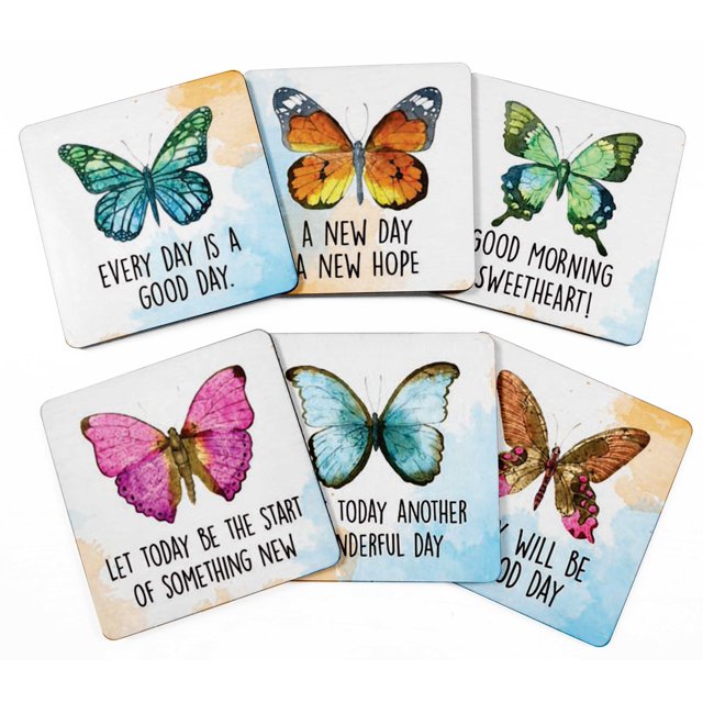 Inkdotpot Ensemble de 6 sous-Verres à Boisson Décoratifs, Base en Liège Antidérapante sous-Verres Carrés de 4 Pouces Imprimés Nettoyage Facile - Insecte