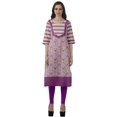thumbnail image 2 of Moomaya Robes Indiennes pour Femmes Décontractées d'Été Imprimées Manches 3/4 Longue Kurta, 2 of 6