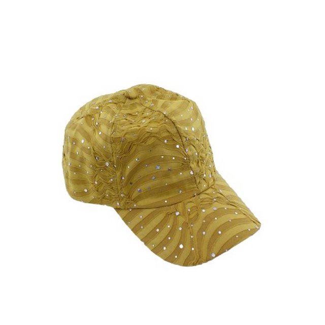 Glitzy Game Sequin Trim Baseball Cap - Beige