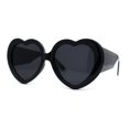 thumbnail image 1 of Womens Oversize Iconic Thick Plastic Arm Heart Sunglasses All Black, 1 of 4