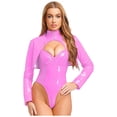 thumbnail image 1 of vastwit Womens Faux Leather Cropped Jacket Open Front Long Sleeve for Themed Parties Pink 3XL, 1 of 6